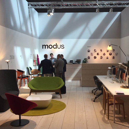 Modus stand at Salone del Mobile Milano... #exhibitiondesign #newprojects #lilycompactsofa #lilychair #librarysofa #salonedelmobile #Hall20 #furniturefair #Milano #design #furniture #simplicity #Dinesen #Kvadrat #michaelsodeau #michaelsodeaustudio @modusfurniture