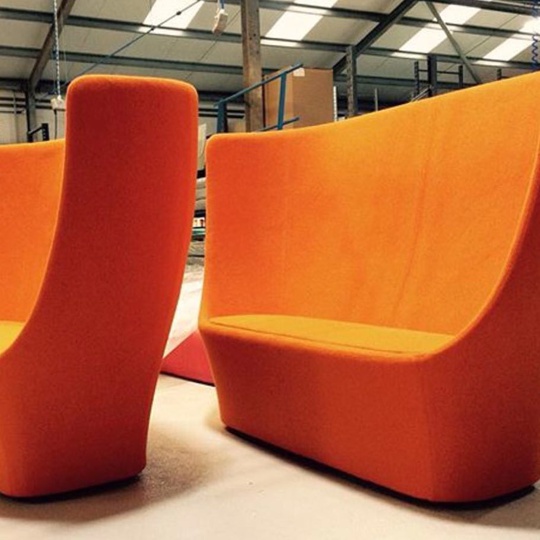 Library sofas in production... 📷 @modusfurniture 
#librarysofa #modusfurniture #production #upholstery #compactsofa #highbacksofa #UK #design #orange #furniture #modern #simplicity #madeinengland